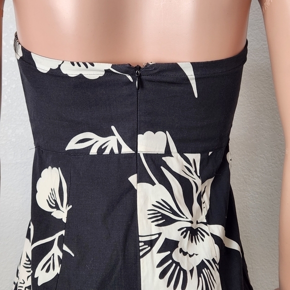 GAP Dress Y2K Summer 2003 Strapless Stretch Floral Tropical Black White Size: 8 - Picture 6 of 11